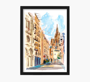 Print Barcelona Cathedral