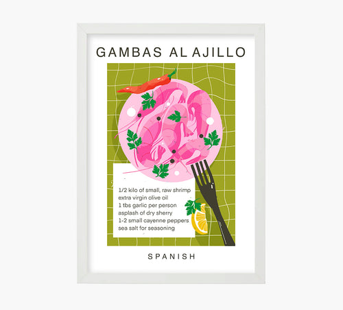 Receta Gambas al Ajillo Art Print