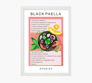 Receta Black Paella Art Print
