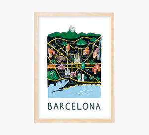 Barcelona Mapa Art Print
