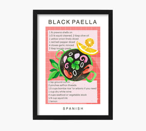 Receta Black Paella Art Print