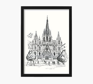 Print Catedral Barcelona Dorado