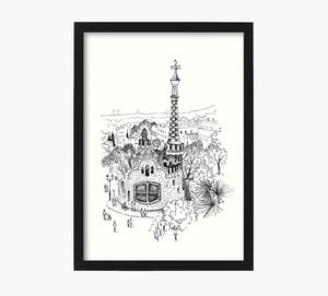 Park Güell Dorado Art Print