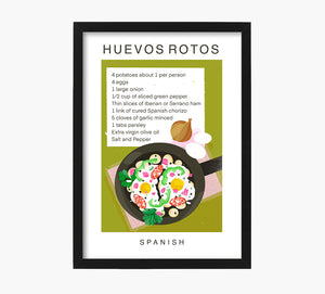 Receta Huevos Rotos Art Print