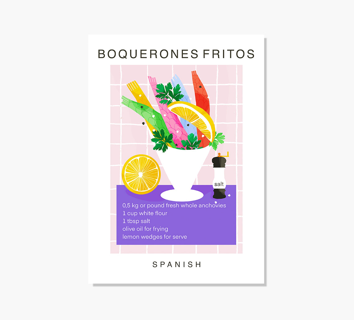 Receta Boquerones Fritos Art Print
