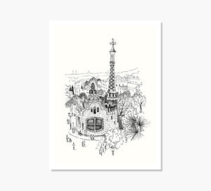 Park Güell Dorado Art Print