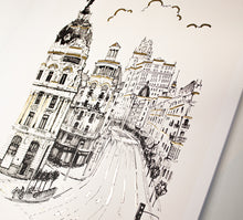 Cargar imagen en el visor de la galería, Dorado Madrid Gran Via Art Print