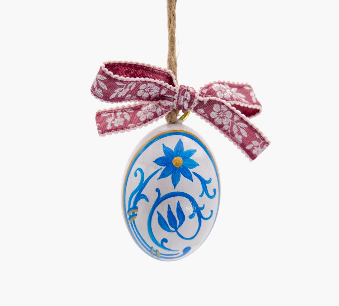 HUEVO DE MADERA PARA COLGAR - LOS MOTIVOS AZULES