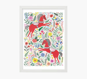 Caballos Rojos Art Print