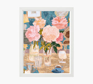 Print Peonies in Living Room