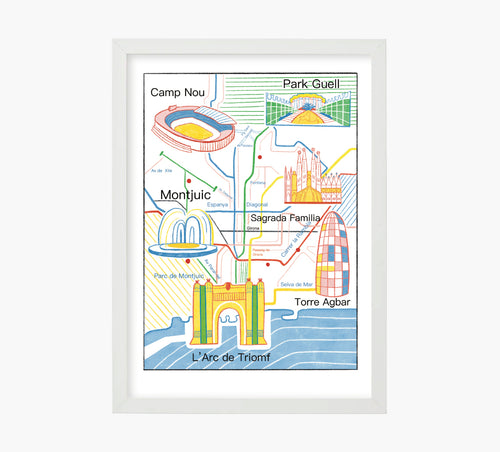 Mapa Barcelona Lámina Ar Print Mercilona Cafetera