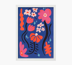 Océano Azul de Flores Art Print