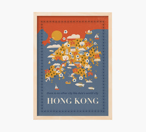 Hong Kong Mapa Art Print