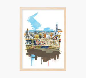 Colorful Park Güell Art Print