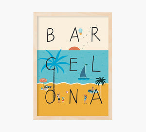 Playa Barcelona Art Print