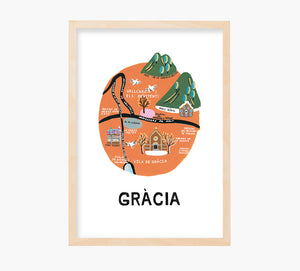 Gràcia Mapa Art Print