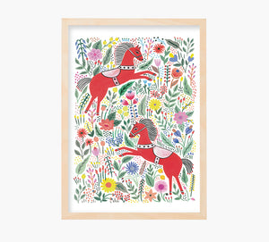 Caballos Rojos Art Print