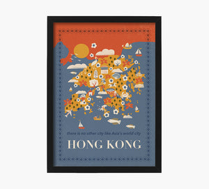 Hong Kong Mapa Art Print