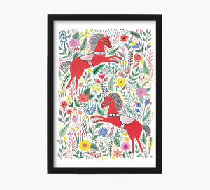 Caballos Rojos Art Print