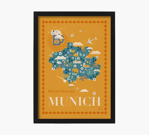 Munich Mapa Art Print