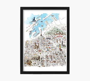 Print Barcelona Aerial View