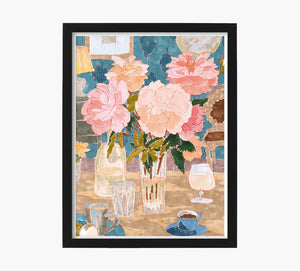 Print Peonies in Living Room