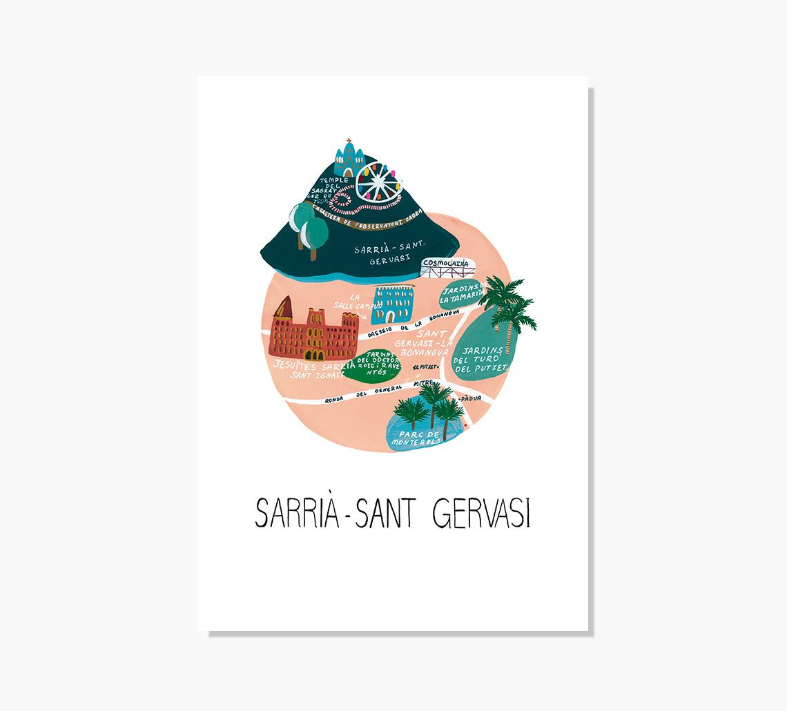 Sarrià-Sant Gervasi Mapa Art Print