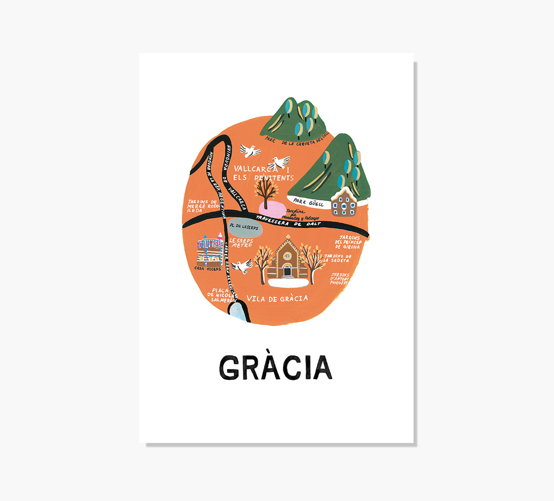 Gràcia Mapa Art Print