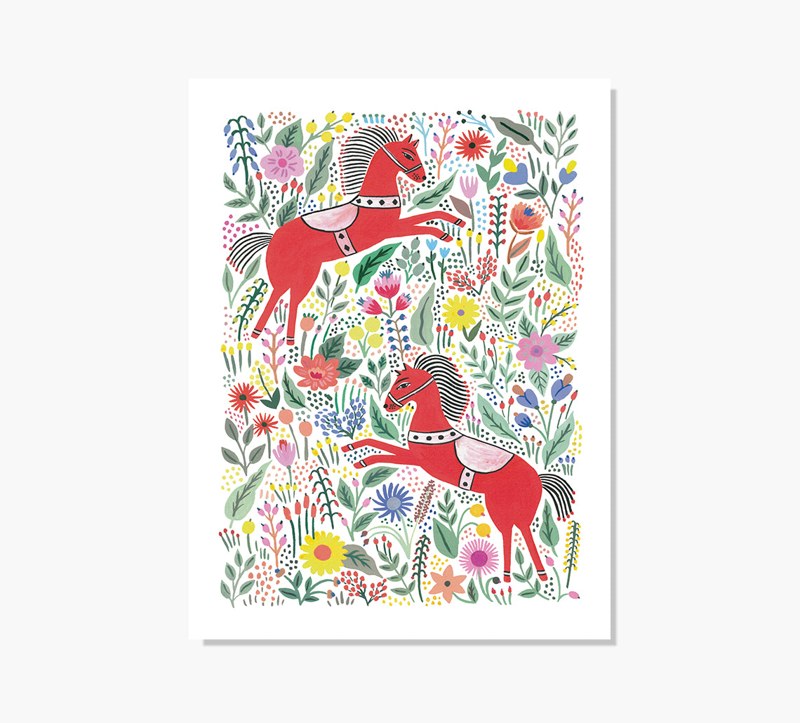 Caballos Rojos Art Print