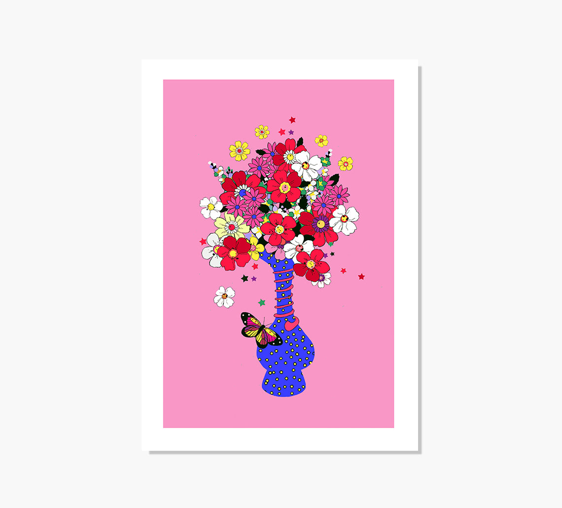 Retro Flowers Art Print