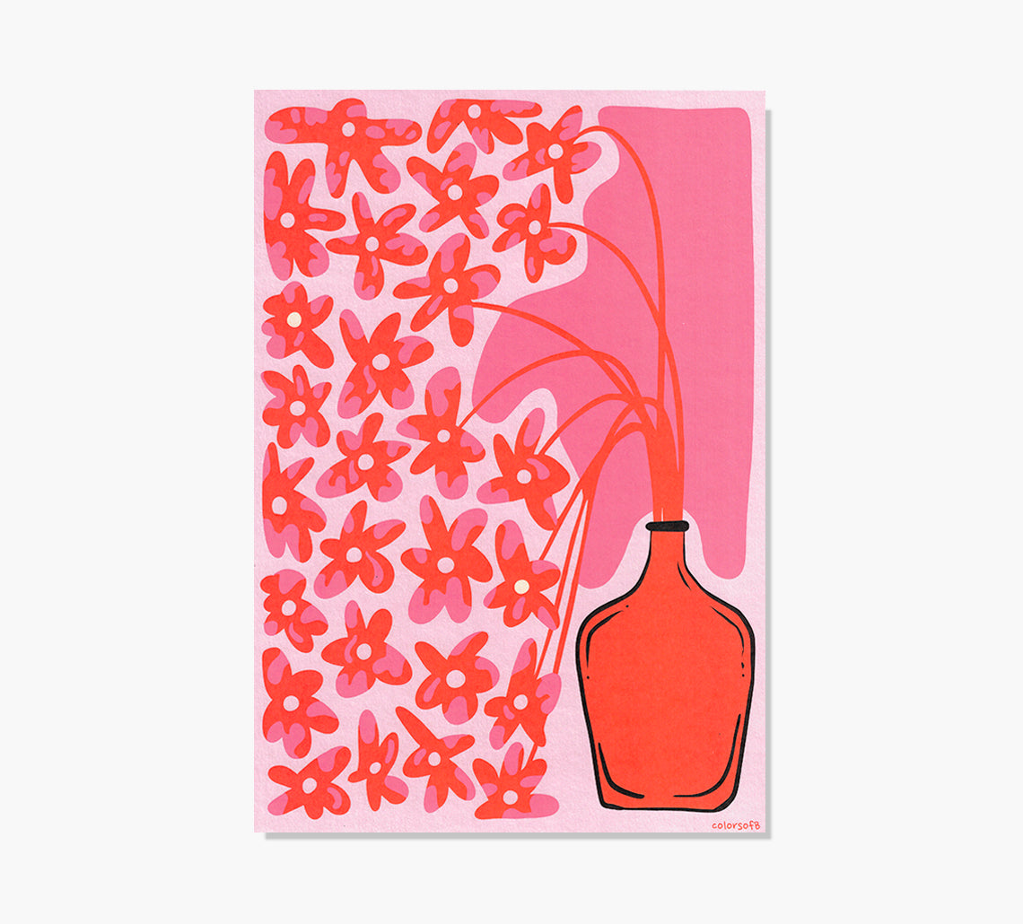 Flores Rosas Jarron Art Print
