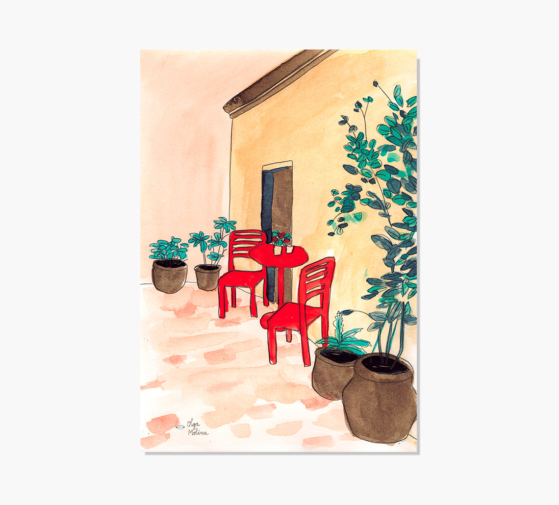 Red Chairs Art Print